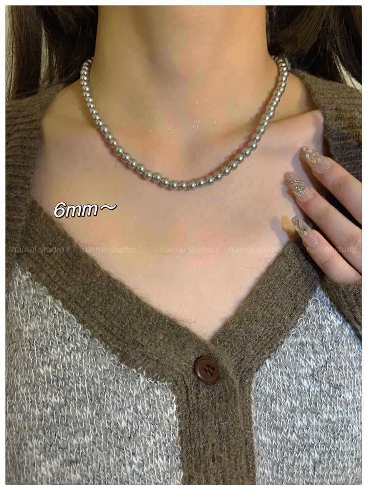 Gray Glass Pearl Fashion Necklaces for Gift