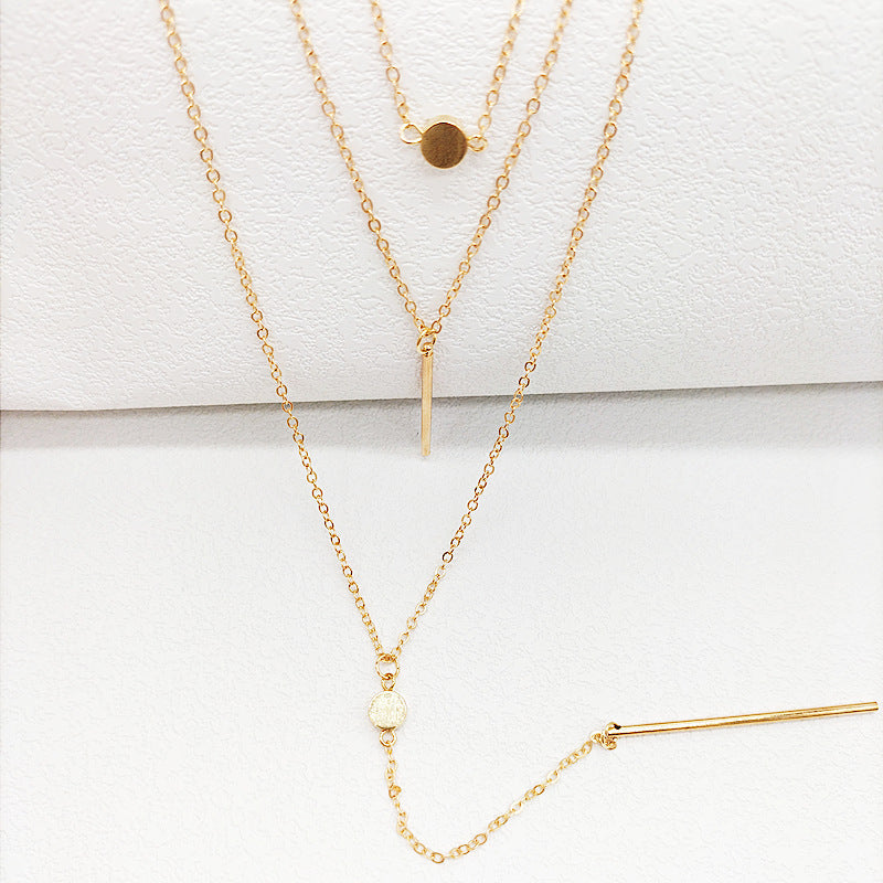 Multi-Layer Tassel Charm Bar Choker Necklace