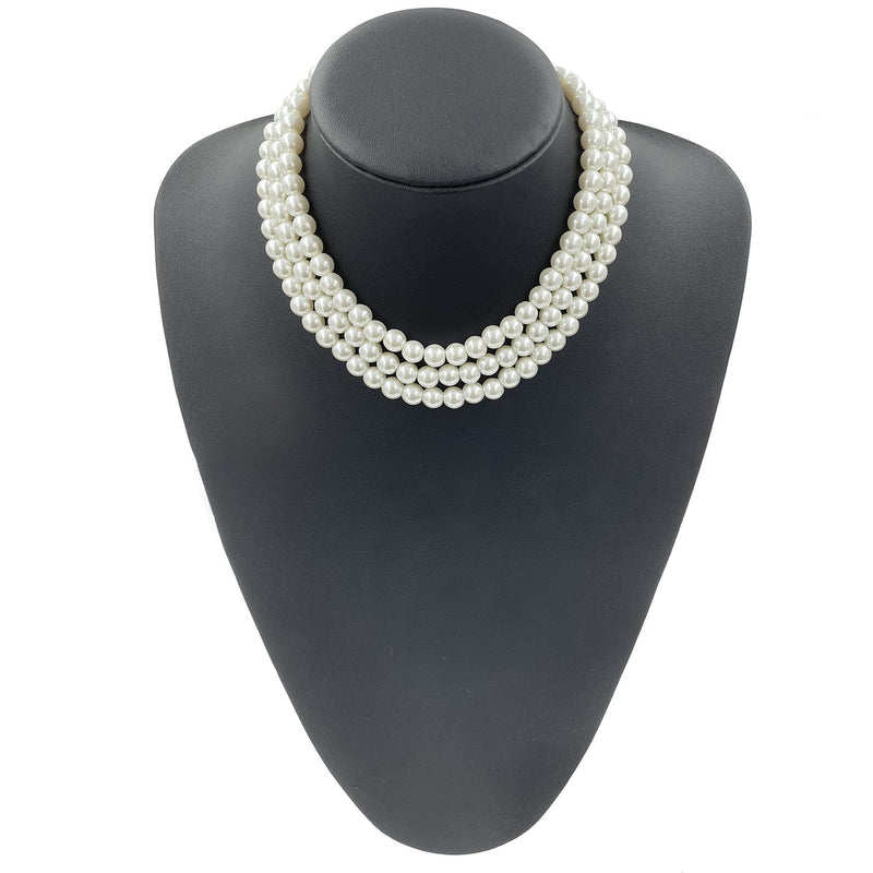 Vintage Dainty Multilayer Faux Pearl Choker Necklaces and Earrings