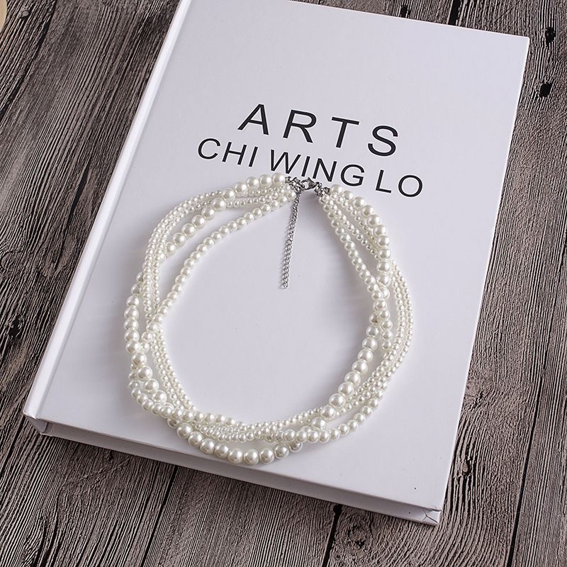 Multilayer Simulated Pearl Choker Necklace for Women