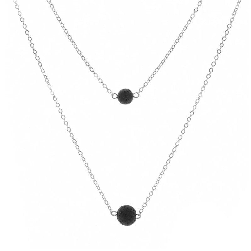 Black Glass Bead Pendant Necklace