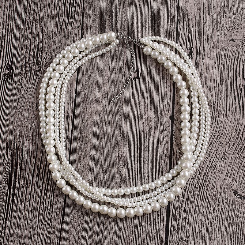 Multilayer Simulated Pearl Choker Necklace for Women
