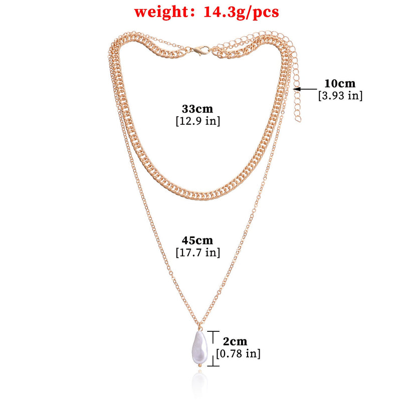 Elegant Link Chain Necklace Irregular Pearl