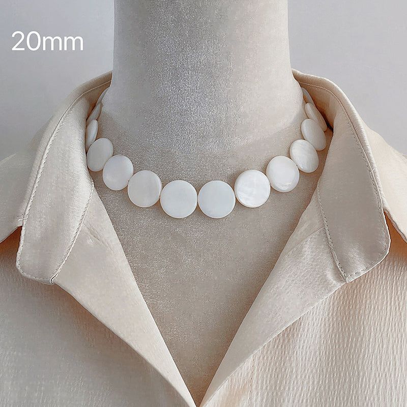 Natural Shell Disc Beading Choker Necklaces