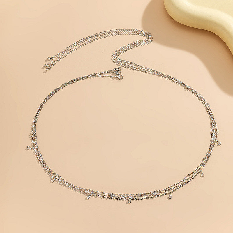 Sexy Rhinestone Double-layer Body Waist Chain