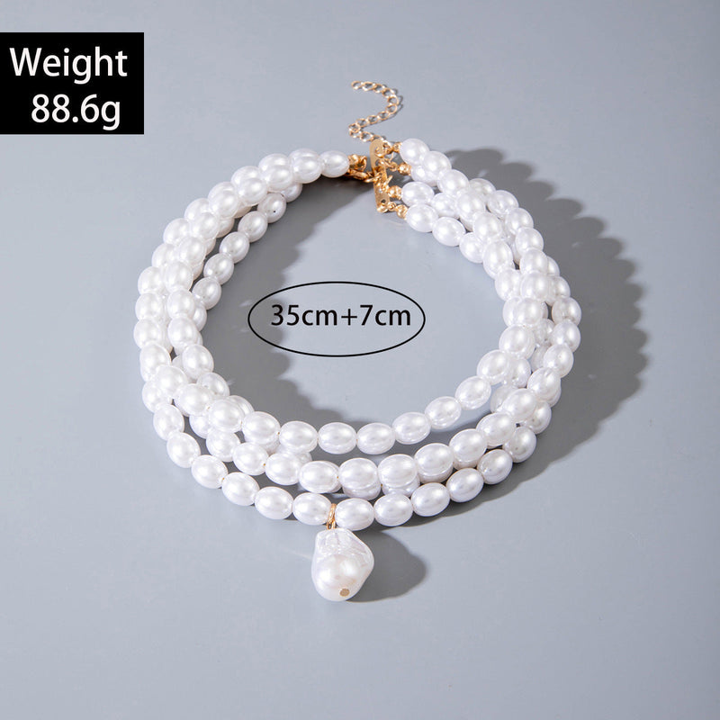 Multilayer Necklace Simple Pearl Choker Elegance Bridal Wedding Jewelry