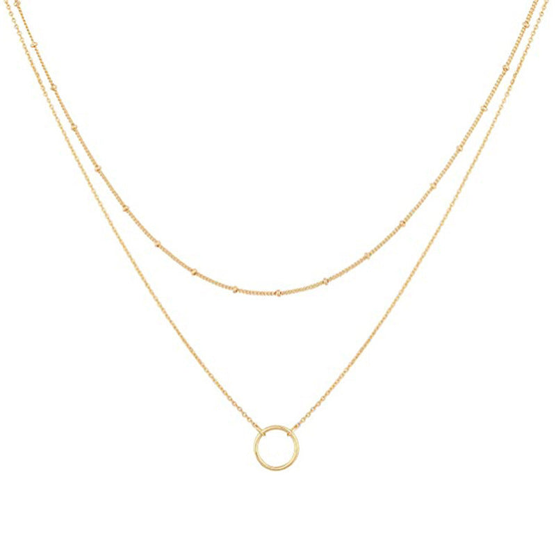 Simple Circle Double Layer Necklace Bead Chain