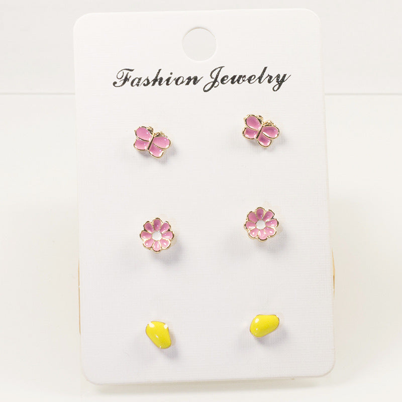 Butterfly flower stud earrings set Jewelry