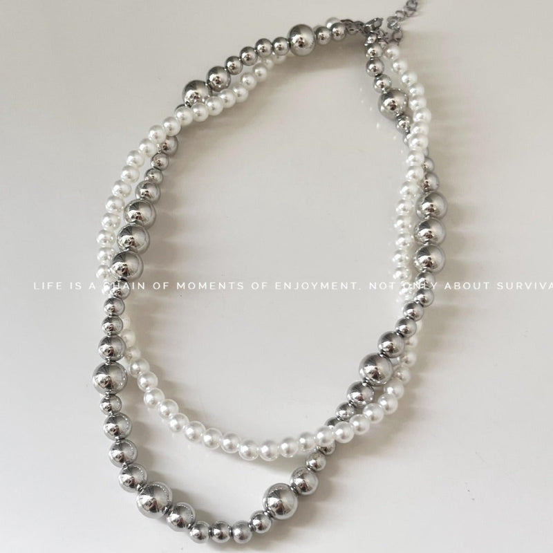 Imitation Pearl Wrapped Necklace Double Layer Magnetic Buckle Neck Chain Choker Necklace