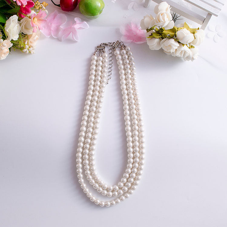 Vintage Multi Layered Faux Pearl Necklace