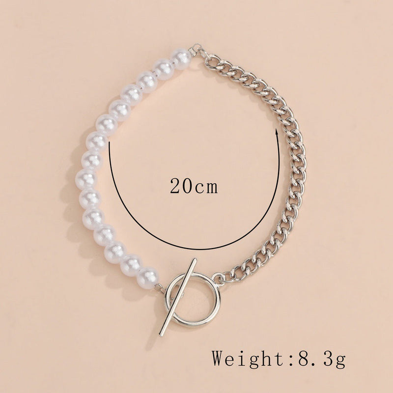 Cuban Chain Imitation Pearl Bracelet