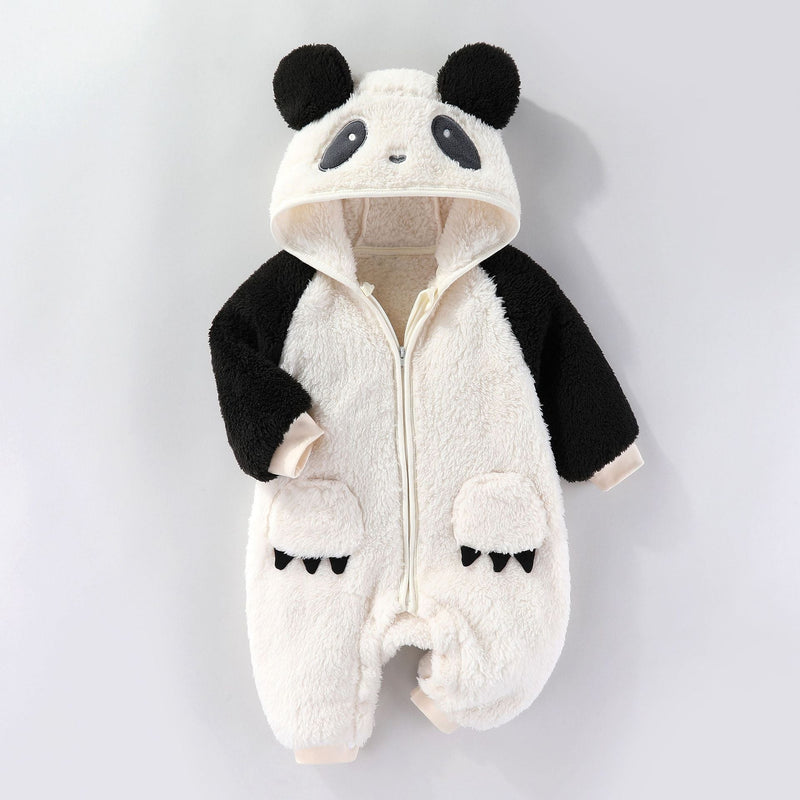 Autumn And Winter Clothes For Babies Baby Thick Warm Long Sleeves Romper Fleece-lined
