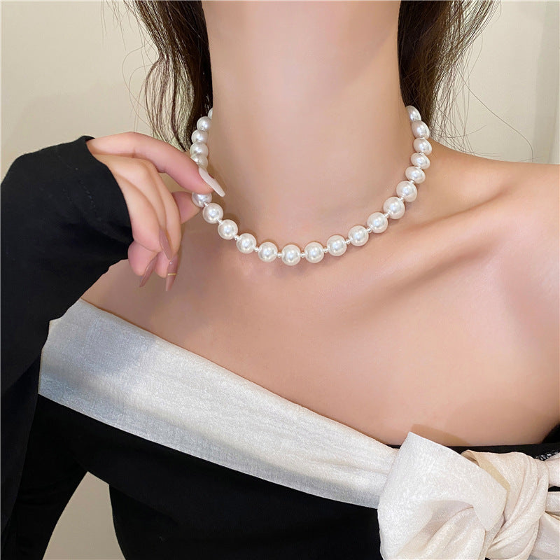 Bohemian Glass Imitation Pearl Choker Necklace