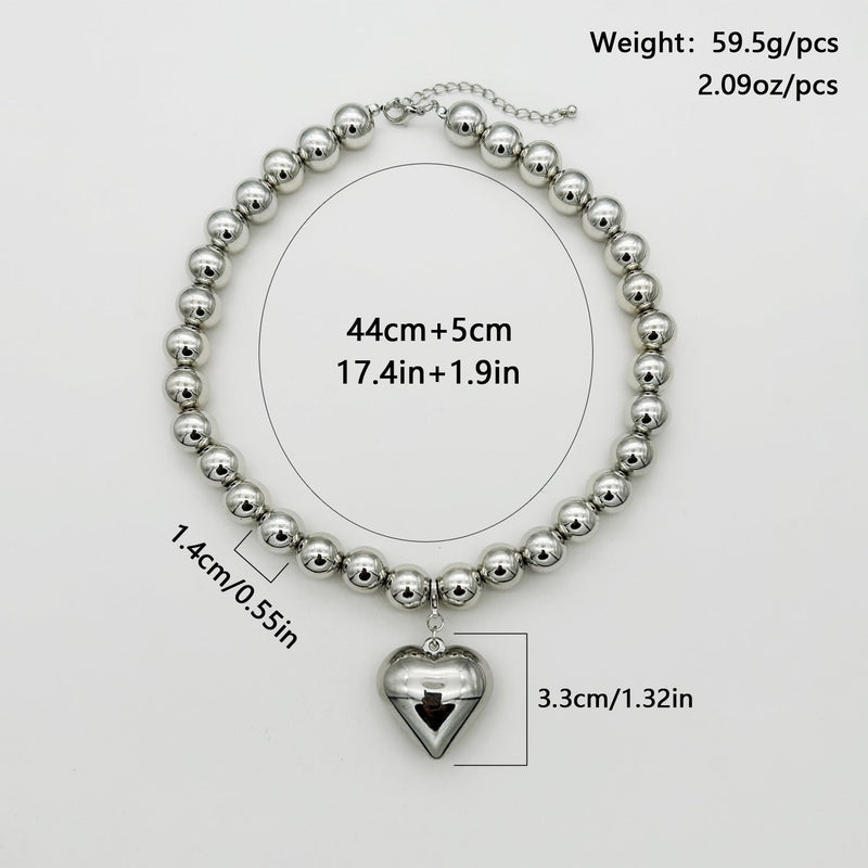 Chunky Heart Shape Exaggerated Big Beads Choker Necklace