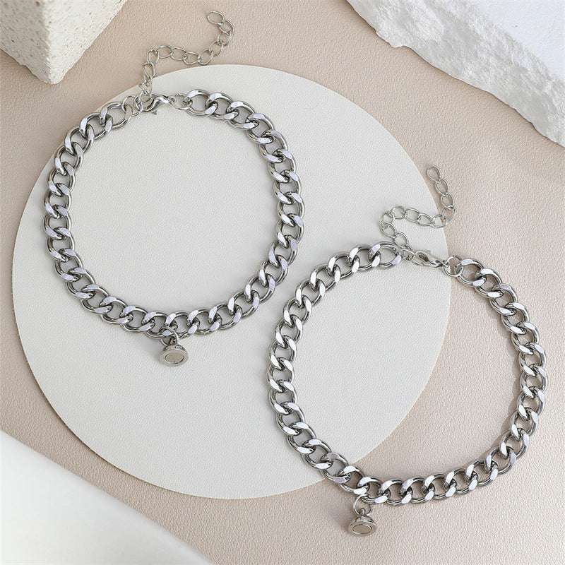 2 Pcs/set Couple Lover Bff Magnetic Cuban Chain Bracelet