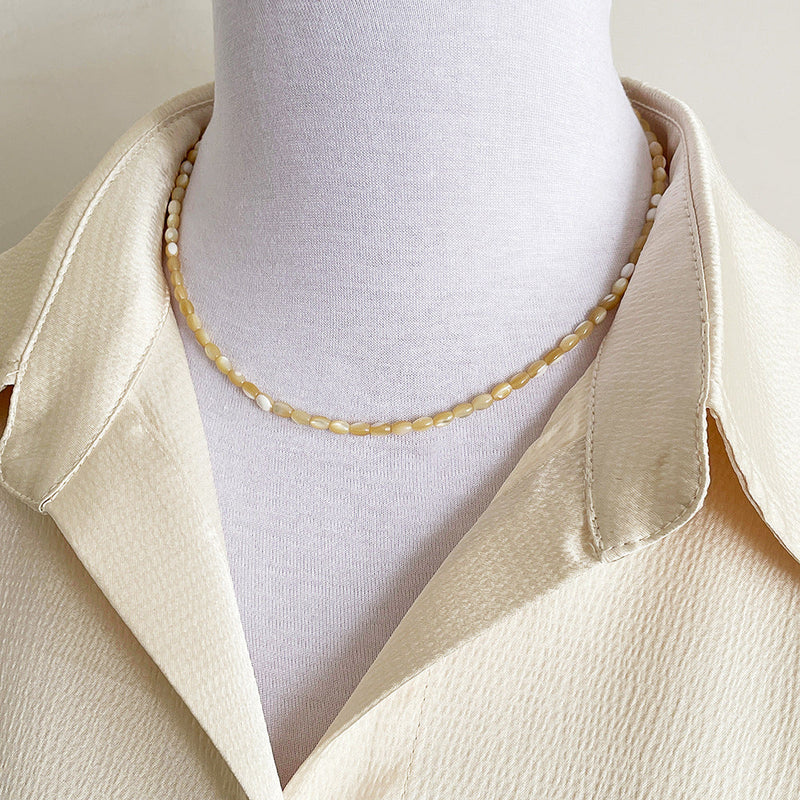 Handmade Oval Shell Bead Necklace