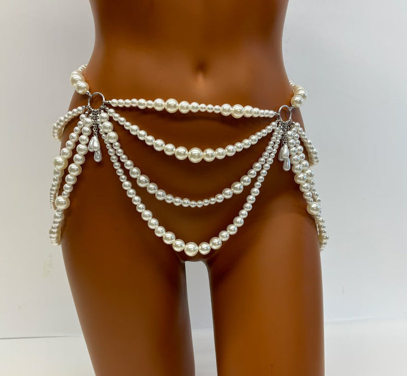 Women Multi Layer Pearl Waist Chain for Women