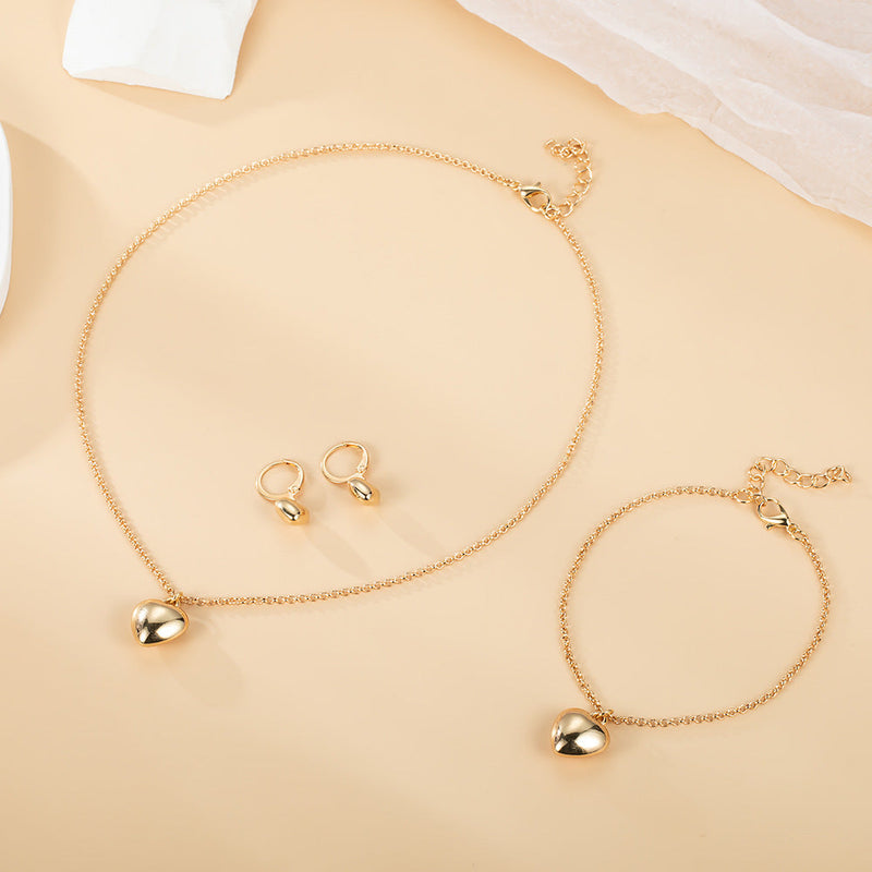 Heart Earrings Necklaces Jewelry Set