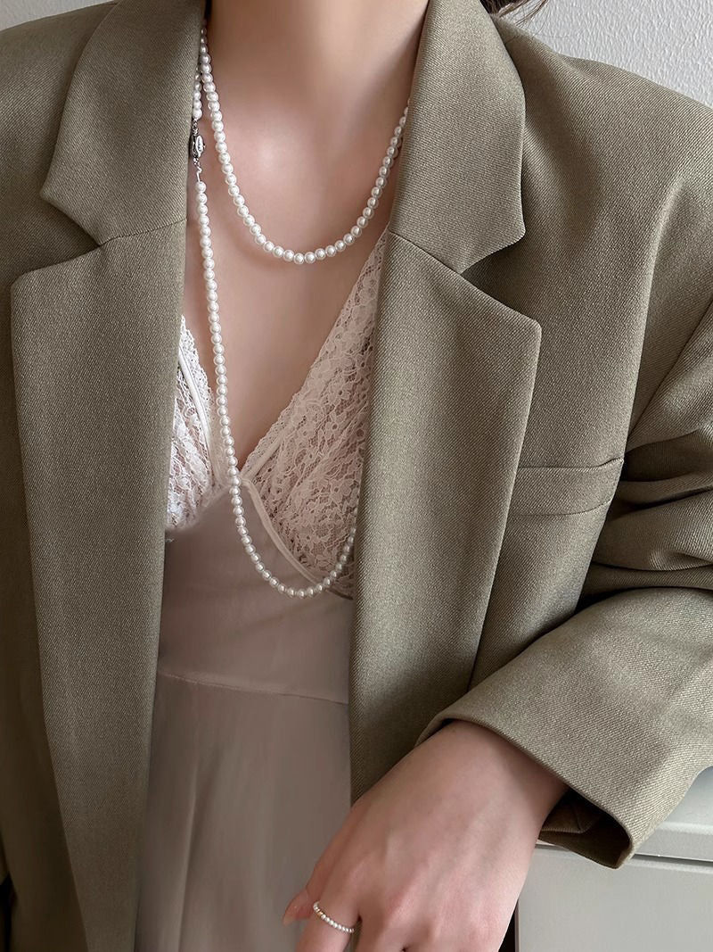 Long Pearl Necklace Costume Pearl Jewelry