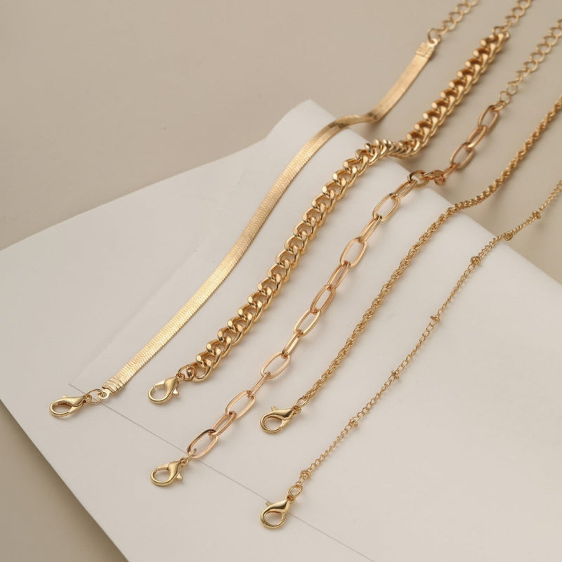 Flat Snake Twist Chain Bracelet Set