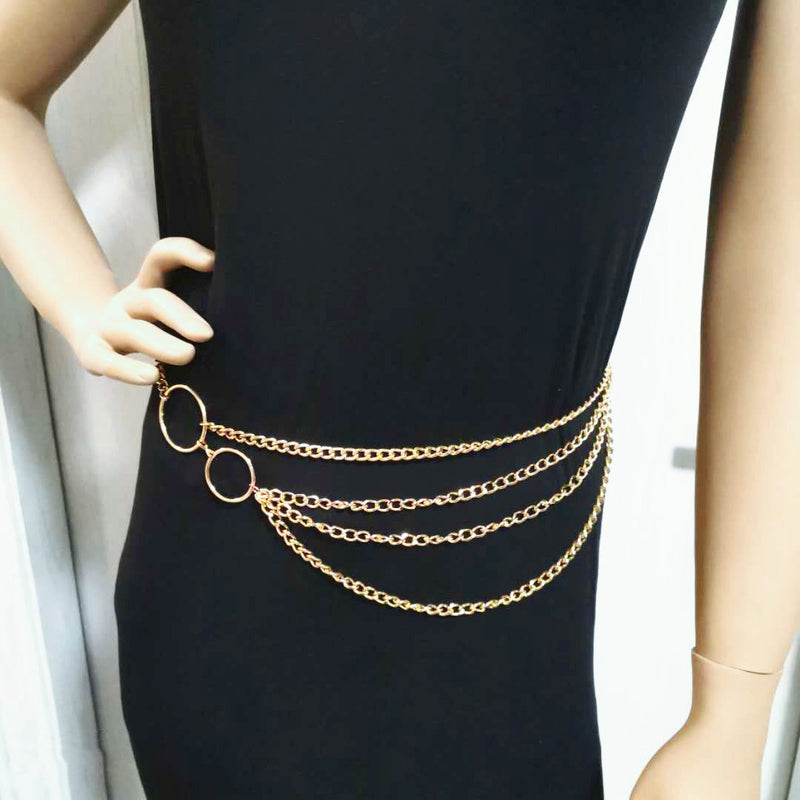 Metal Body Chain Tassel Multilayer Sexy Waist Chain Jewelry
