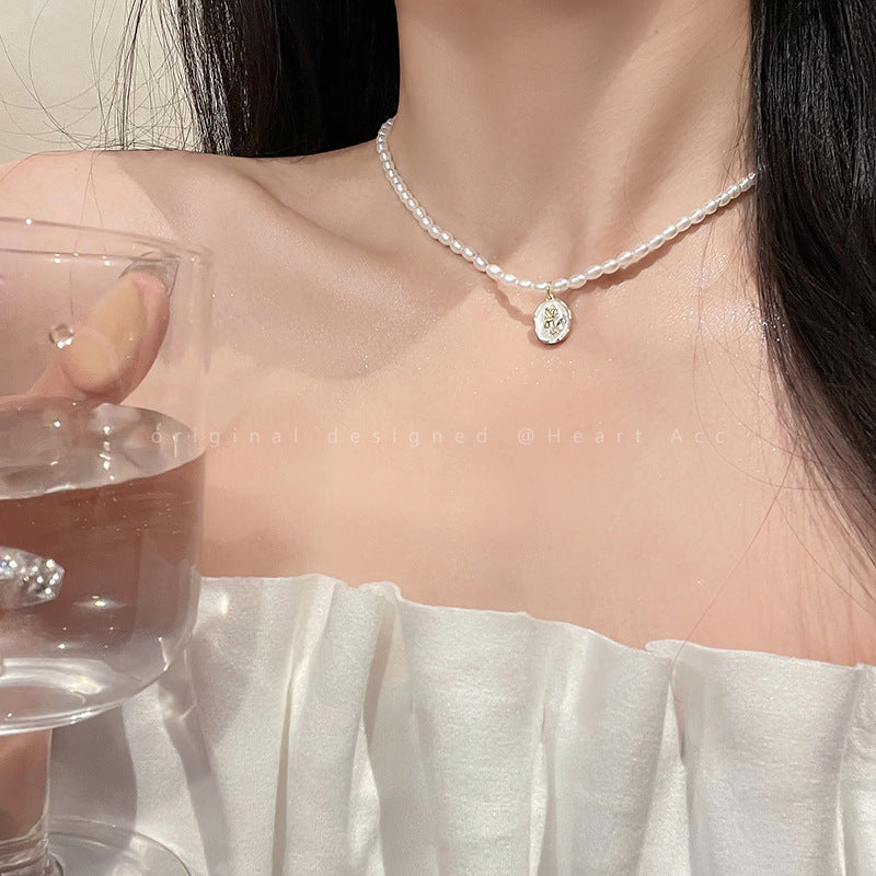 French Rose Pearl Necklace
