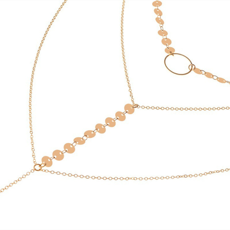 Multi Layered Chain Round Disc Choker Necklace