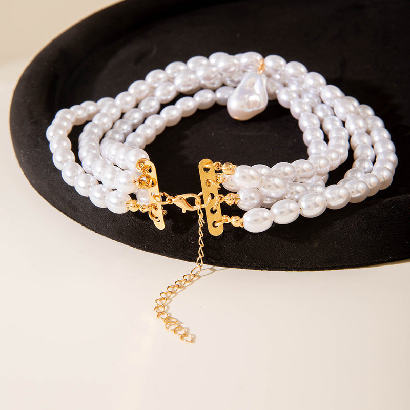 Multilayer Necklace Simple Pearl Choker Elegance Bridal Wedding Jewelry