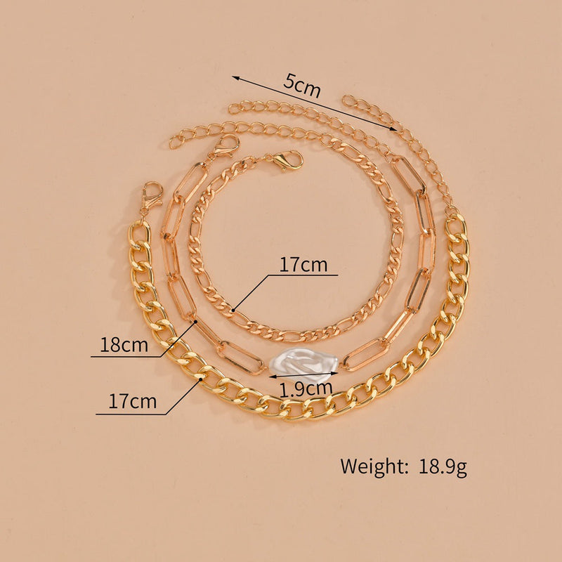 Irregular Pearl Chain Bracelet Set