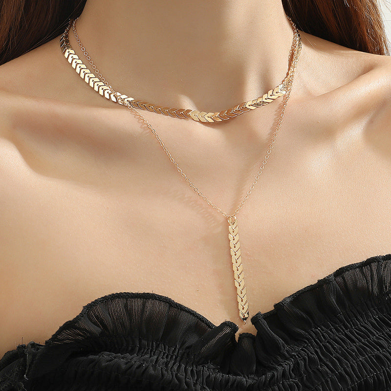 Wheat Chain Choker Layer Necklace