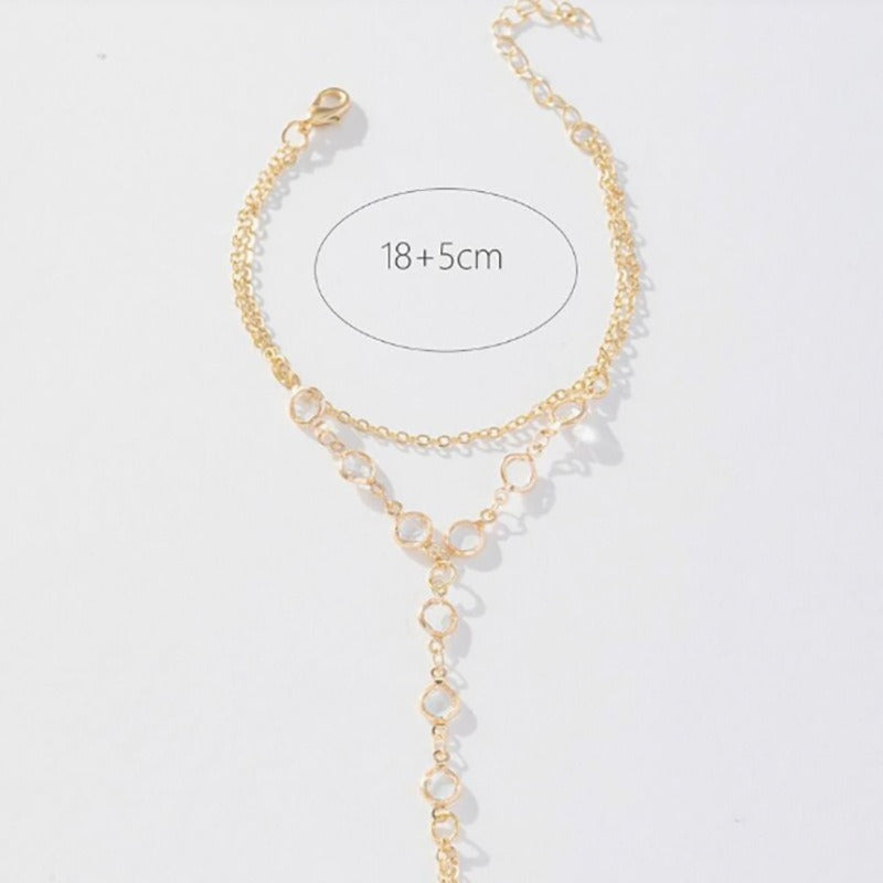 Double-layer Rhinestone Finger Chain Bracelet