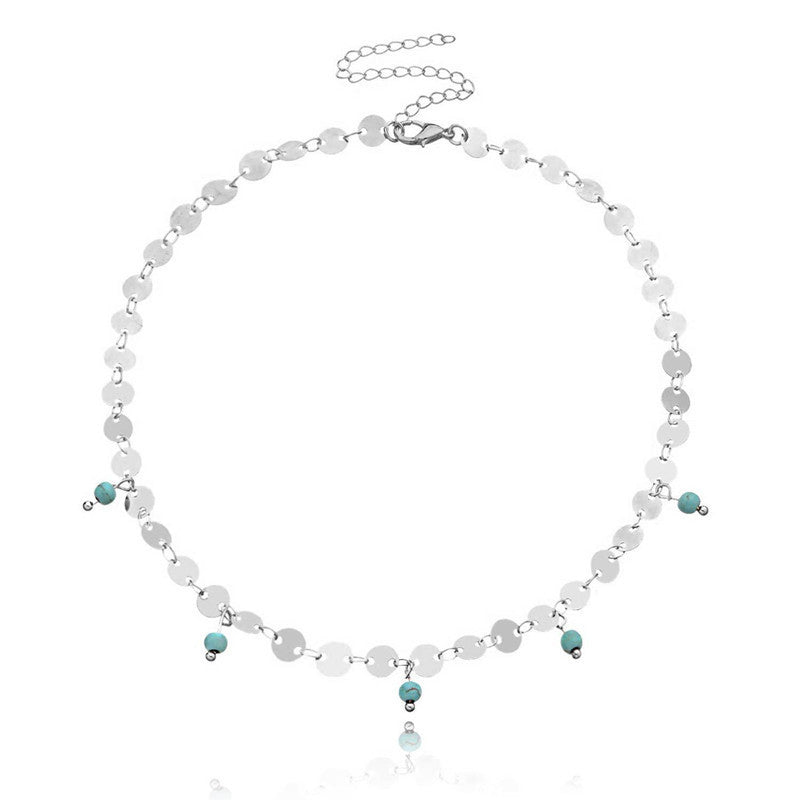 Sequins Dosc turquoise necklace