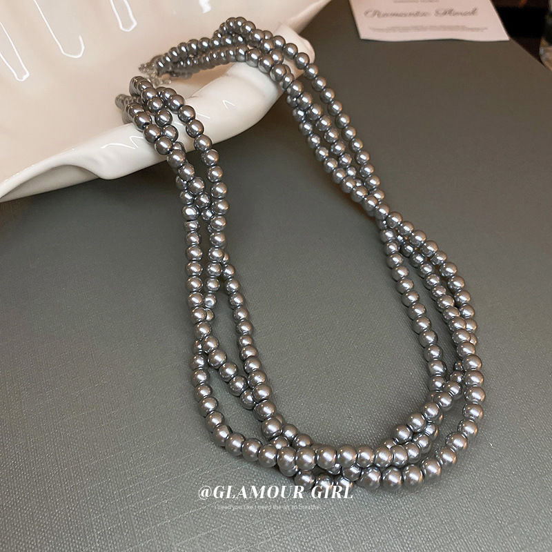 Retro Choker Multi Layer Pearl Necklace Women