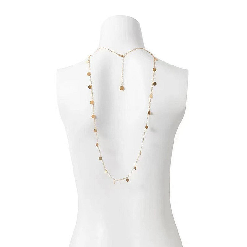 Bridal Beach Back Chain Sequin Pendant Necklace