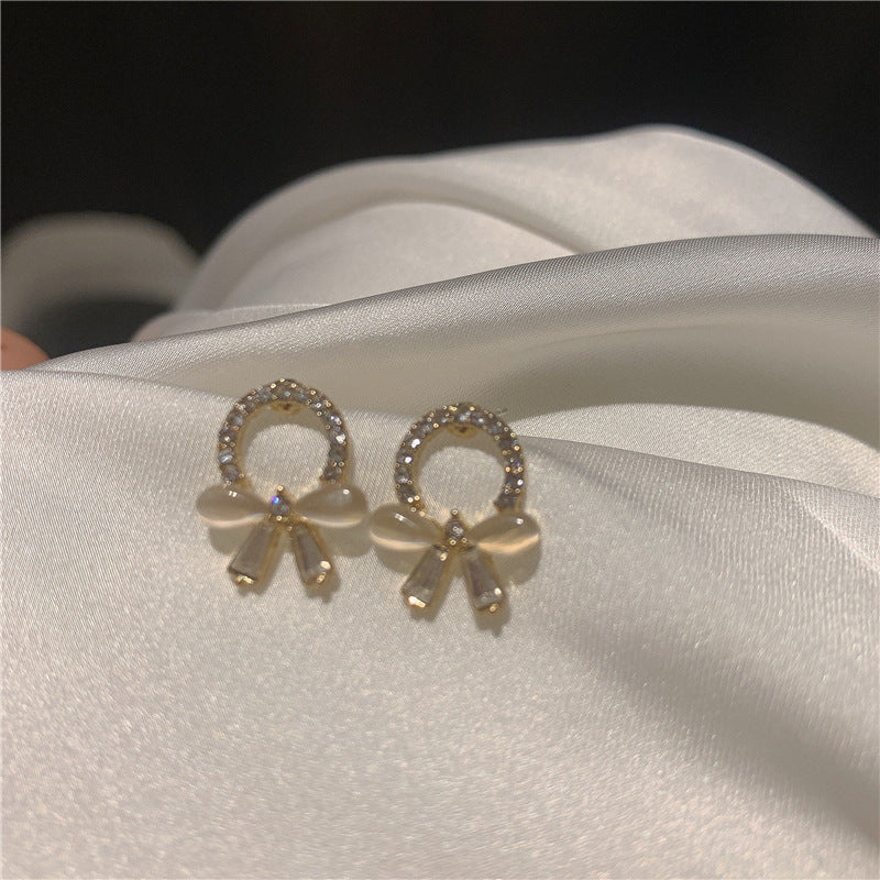 White Flower Opal Stone Earrings