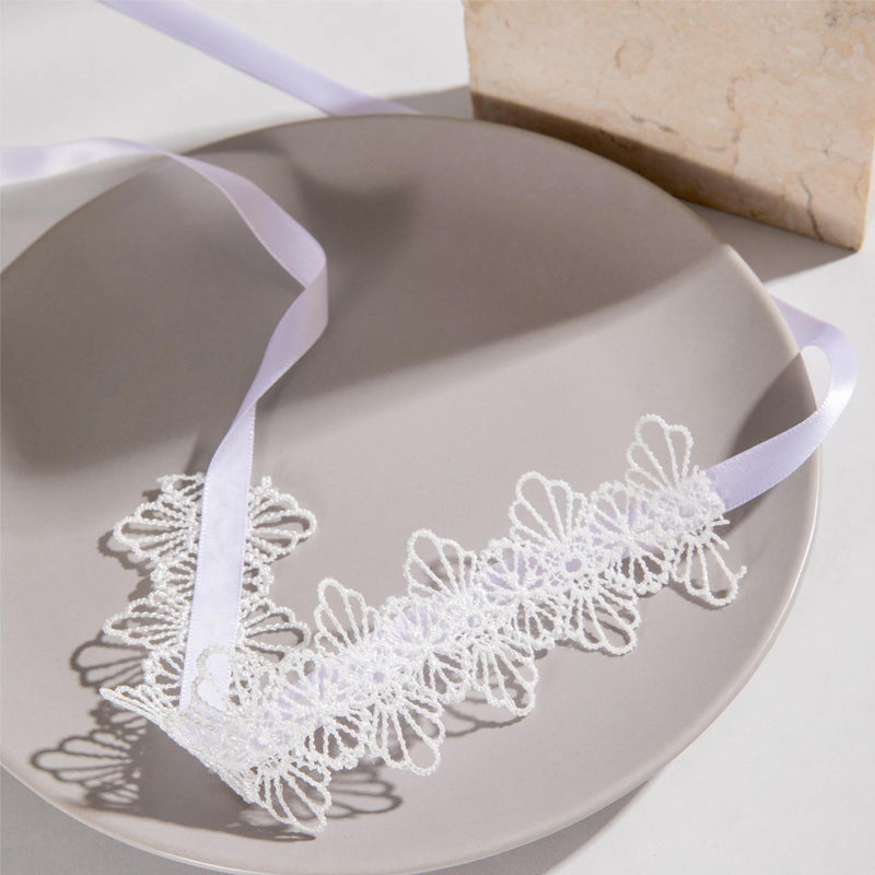 White Fabric Flower Lace Ankle Jewelry