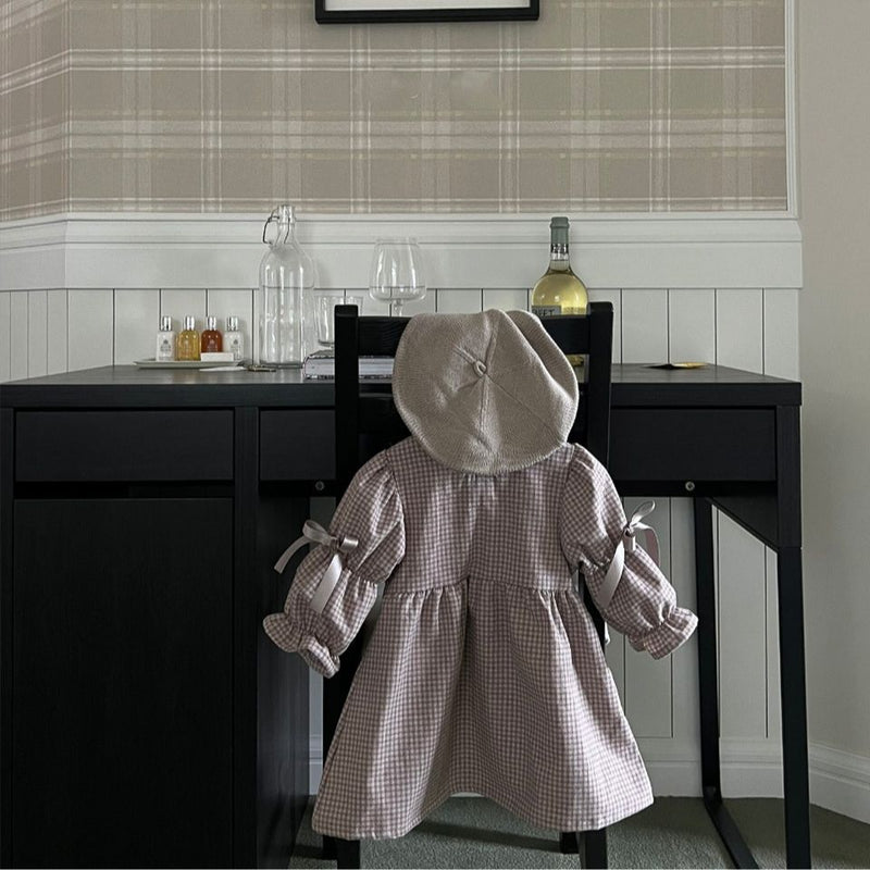 Girl's Plaid Bow Princess Dress