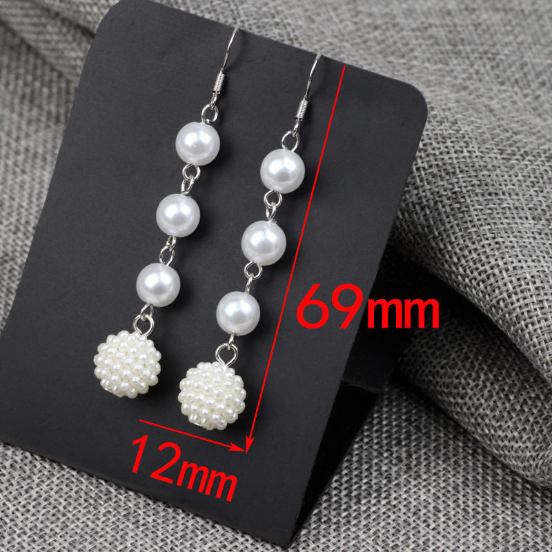 Elegant Women Long Tassel Pearl Earrings