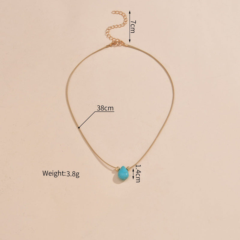 Natural Stone Turquoise Pendant Necklace