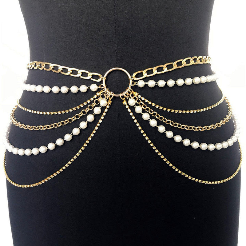 Pearl Dress Belt Female Multilayer Waist Chain Belt