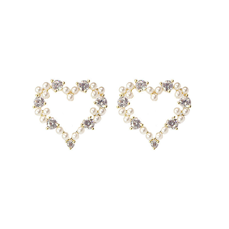 Sweet Little love Pearl Rhinestone Earrings