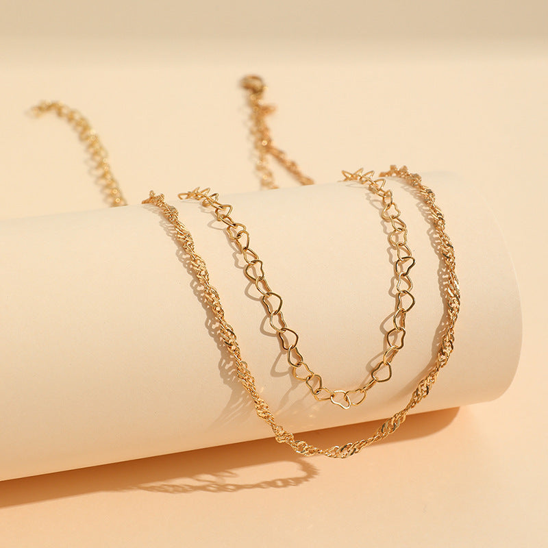 ChunkyTwist Chain Heart Layers Chain Necklaces