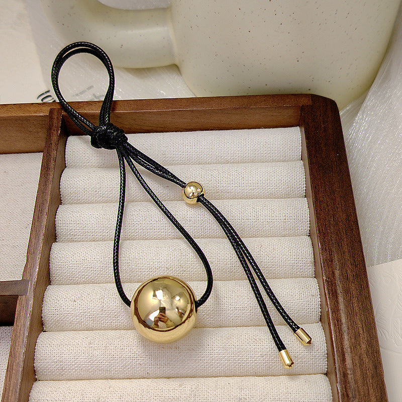 Black Cord Jewelry Ball Pendant Necklace