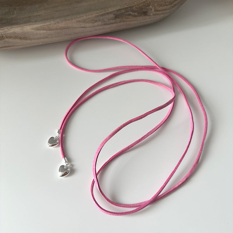 Heart Charms Pendant Free Adjustable Knot Choker