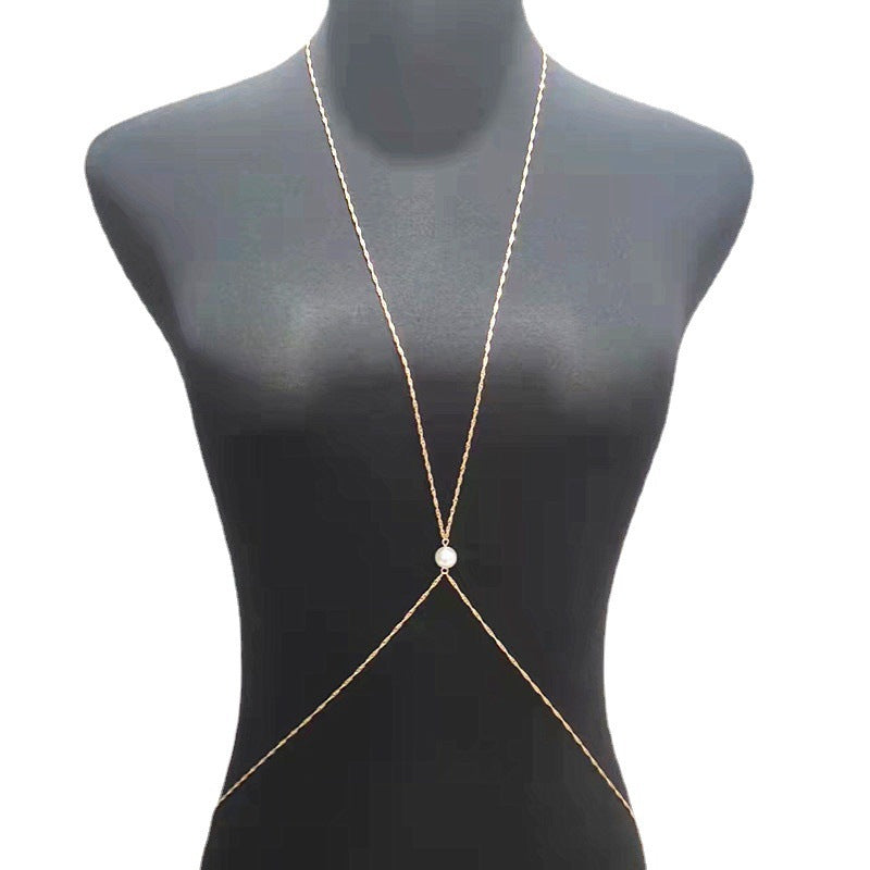 Sexy Beach Bodychain Multi-layered Cross Nightclub Shiny Chestchain