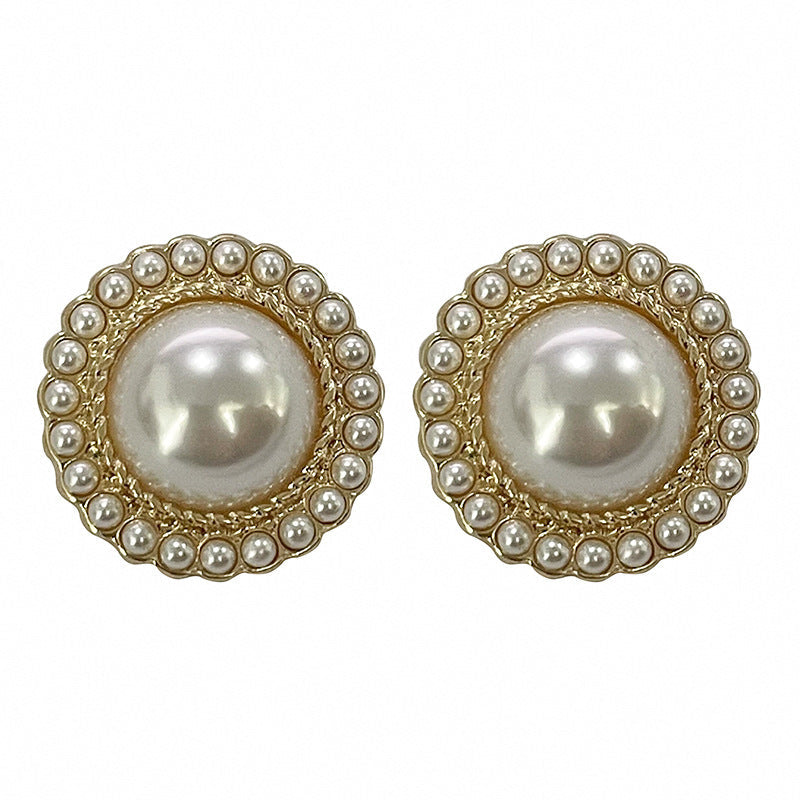 Retro Round Pearl Earrings