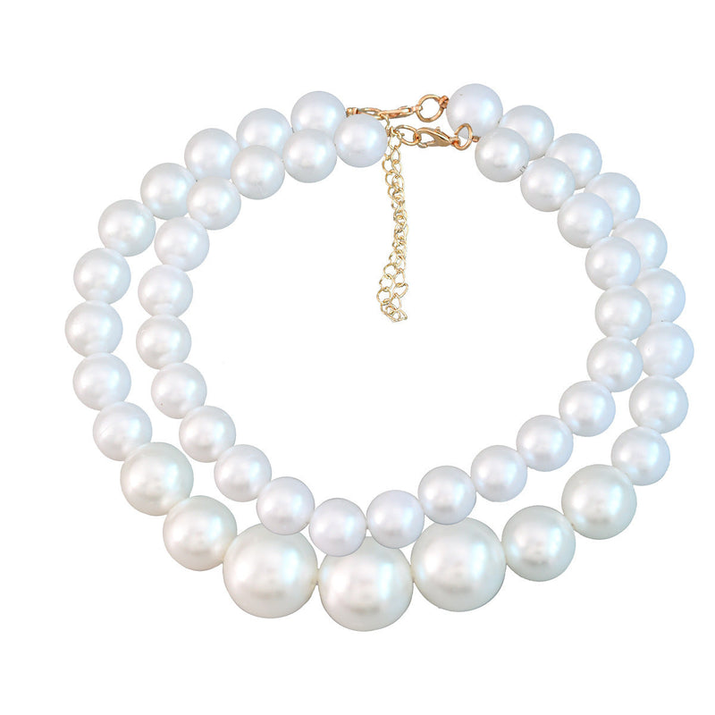 Elegant Double Layered Baroque Pearl Choker Necklace Set
