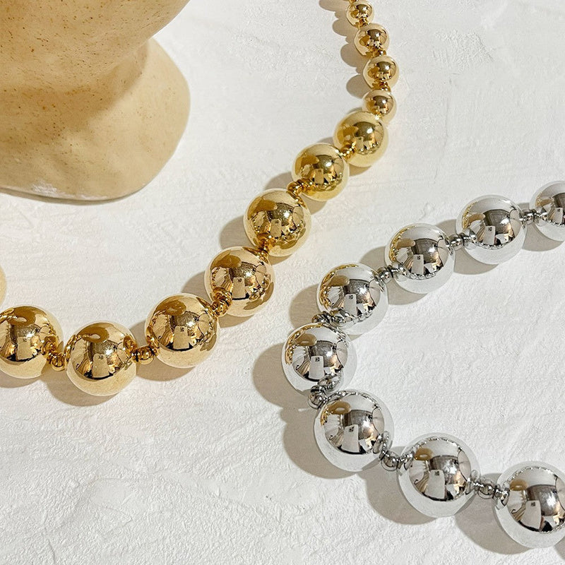 Chunky Big Ball Beads Chain Choker Necklace