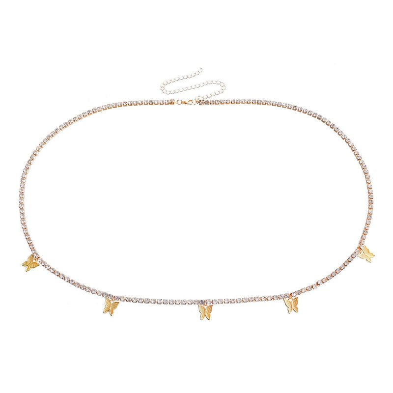 Butterfly Pendant Cross-Border Rhinestone Waist Chain