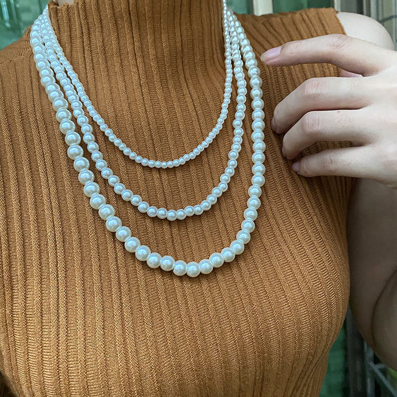 Elegant Multi-Layer Pearl Beaded Necklace